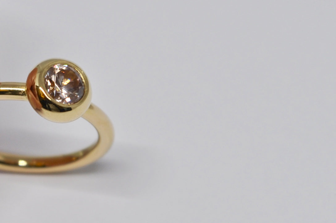 Bezel-Set Pink Zircon Ring in 18K Yellow Gold