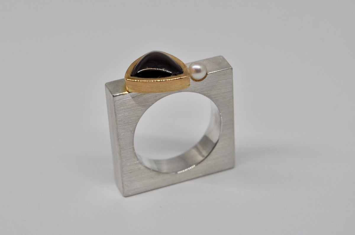 Architectural Garnet Statement Ring