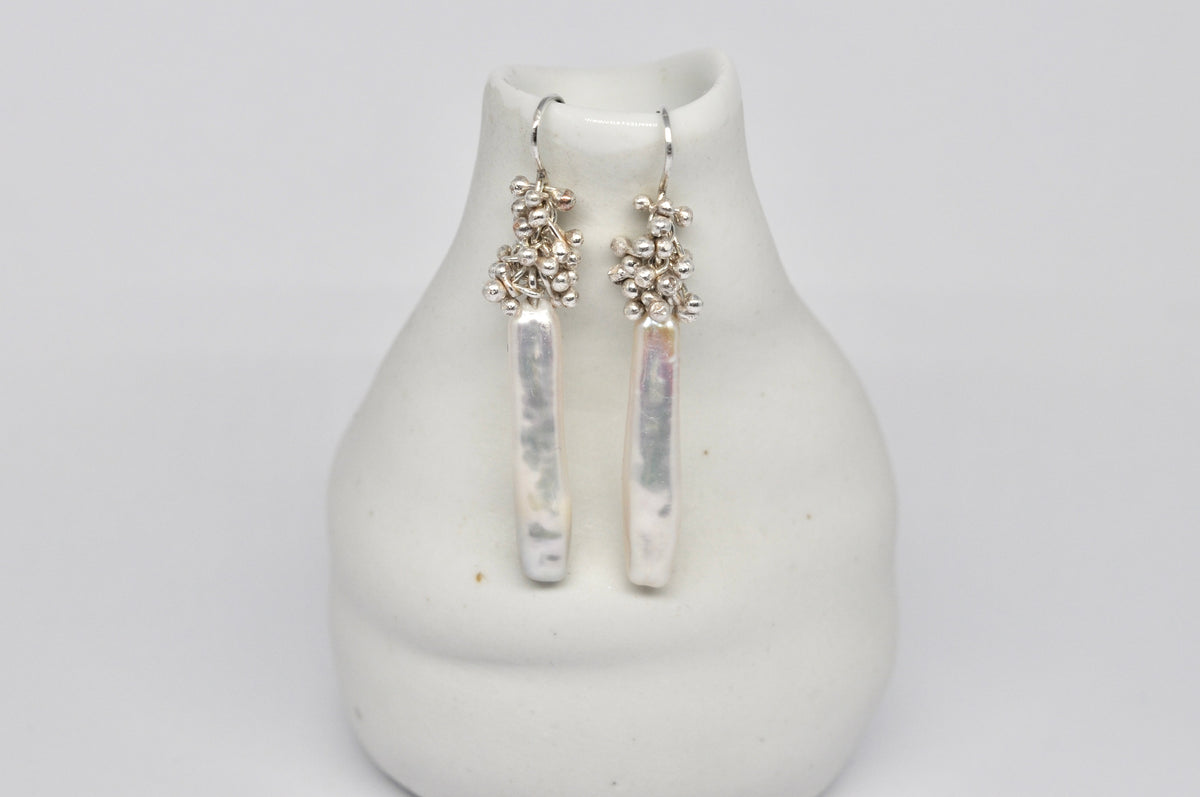 Freshwater Pearl & Granulation Drop Earrings – Sterling Silver