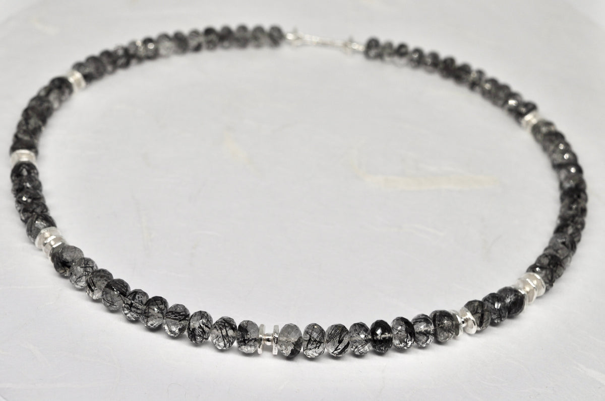 Tourmaline quartz necklace, silver