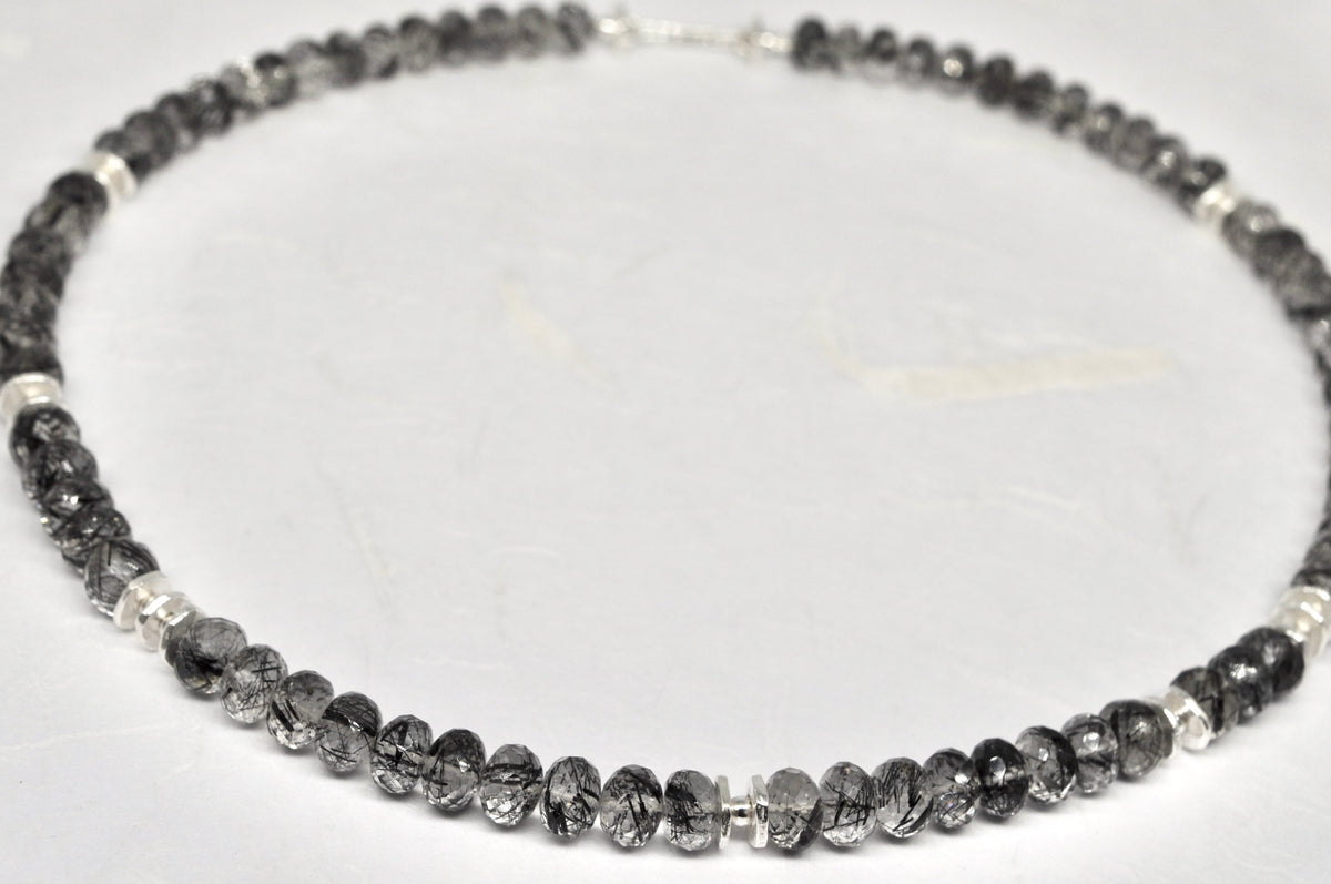 Tourmaline quartz necklace, silver