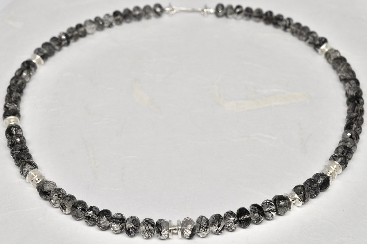 Tourmaline quartz necklace, silver