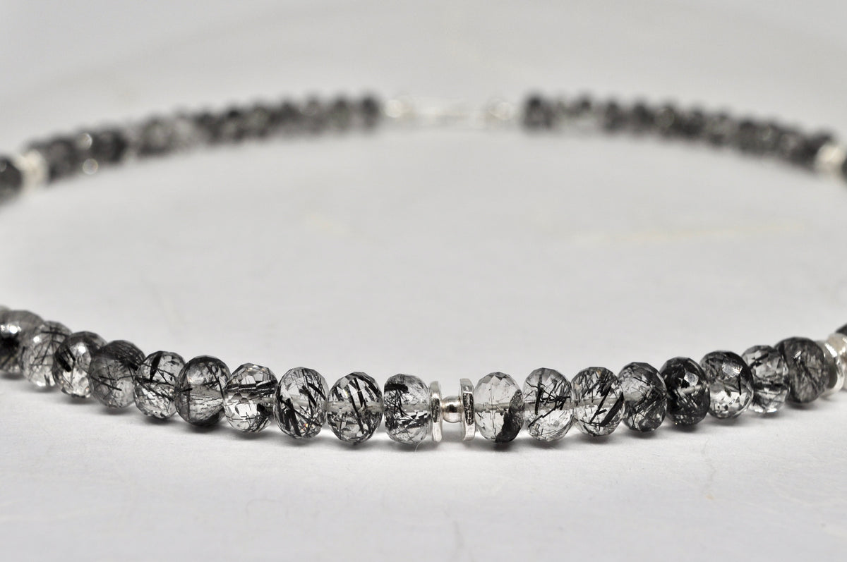 Tourmaline quartz necklace, silver