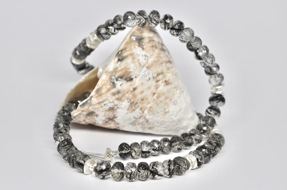 Tourmaline quartz necklace, silver
