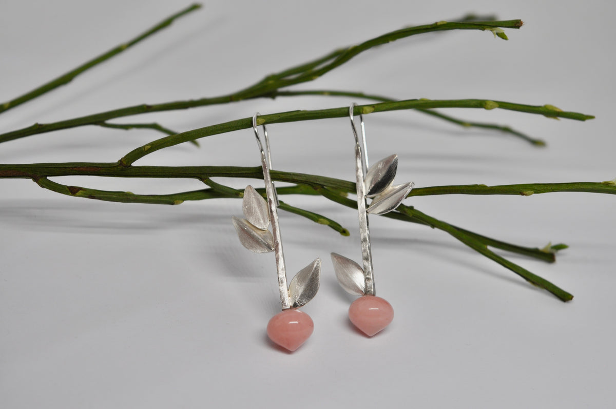 Pink Opal Botanical Branch Earrings