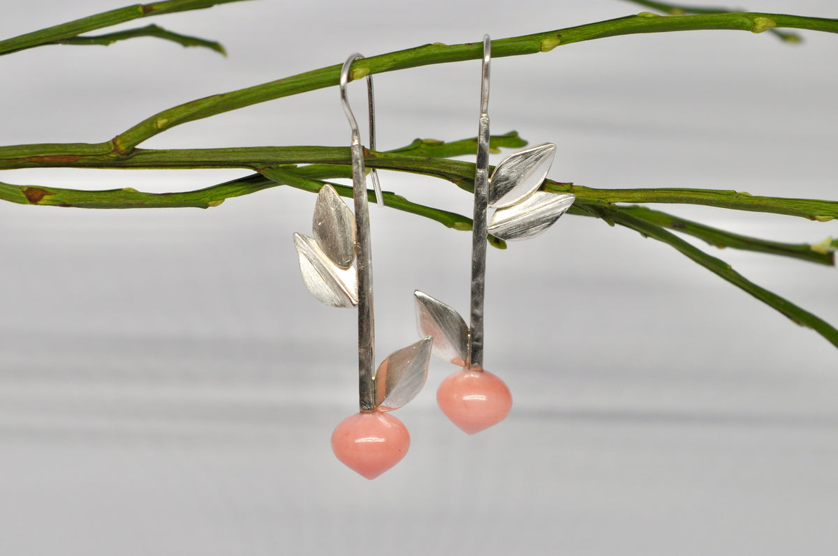 Pink Opal Botanical Branch Earrings
