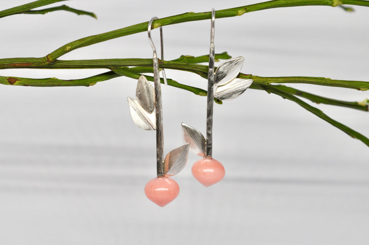 Pink Opal Botanical Branch Earrings
