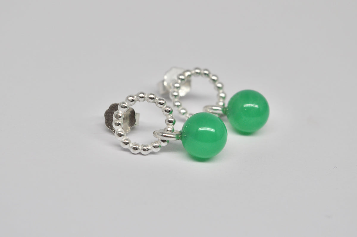 Chrysoprase Beaded Circle Studs
