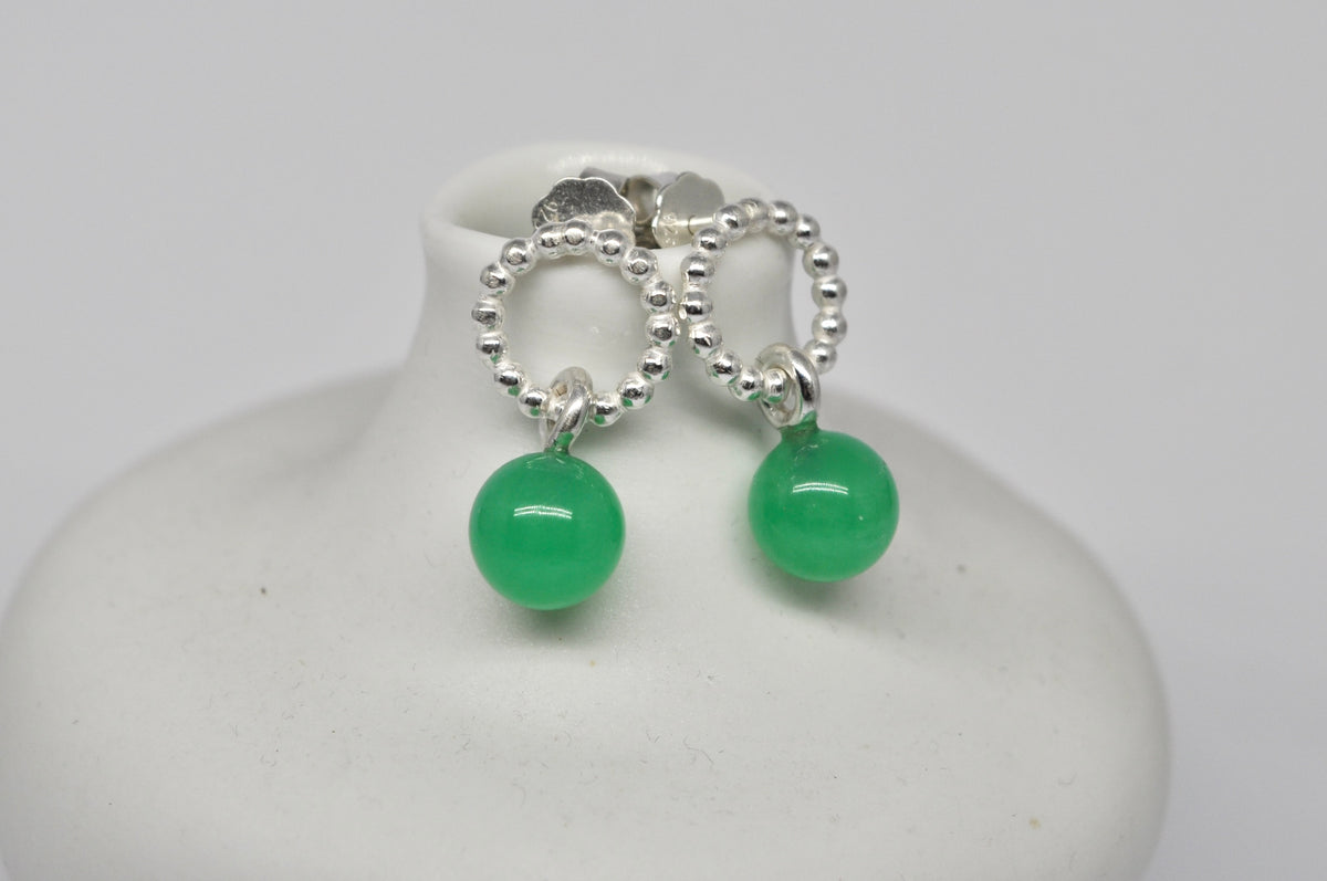 Chrysoprase Beaded Circle Studs