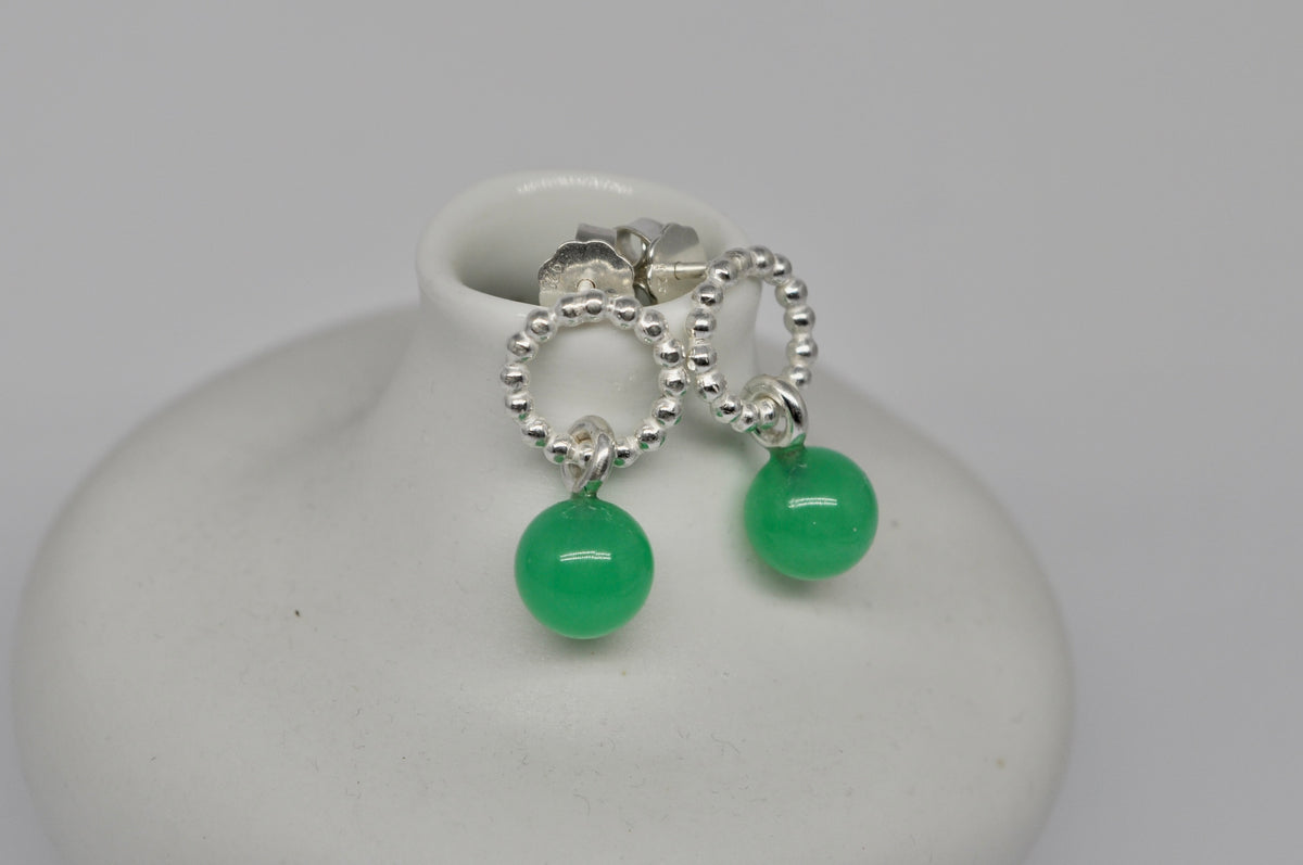 Chrysoprase Beaded Circle Studs