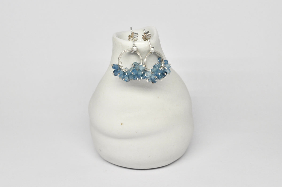 Aquamarine Cluster Hoops