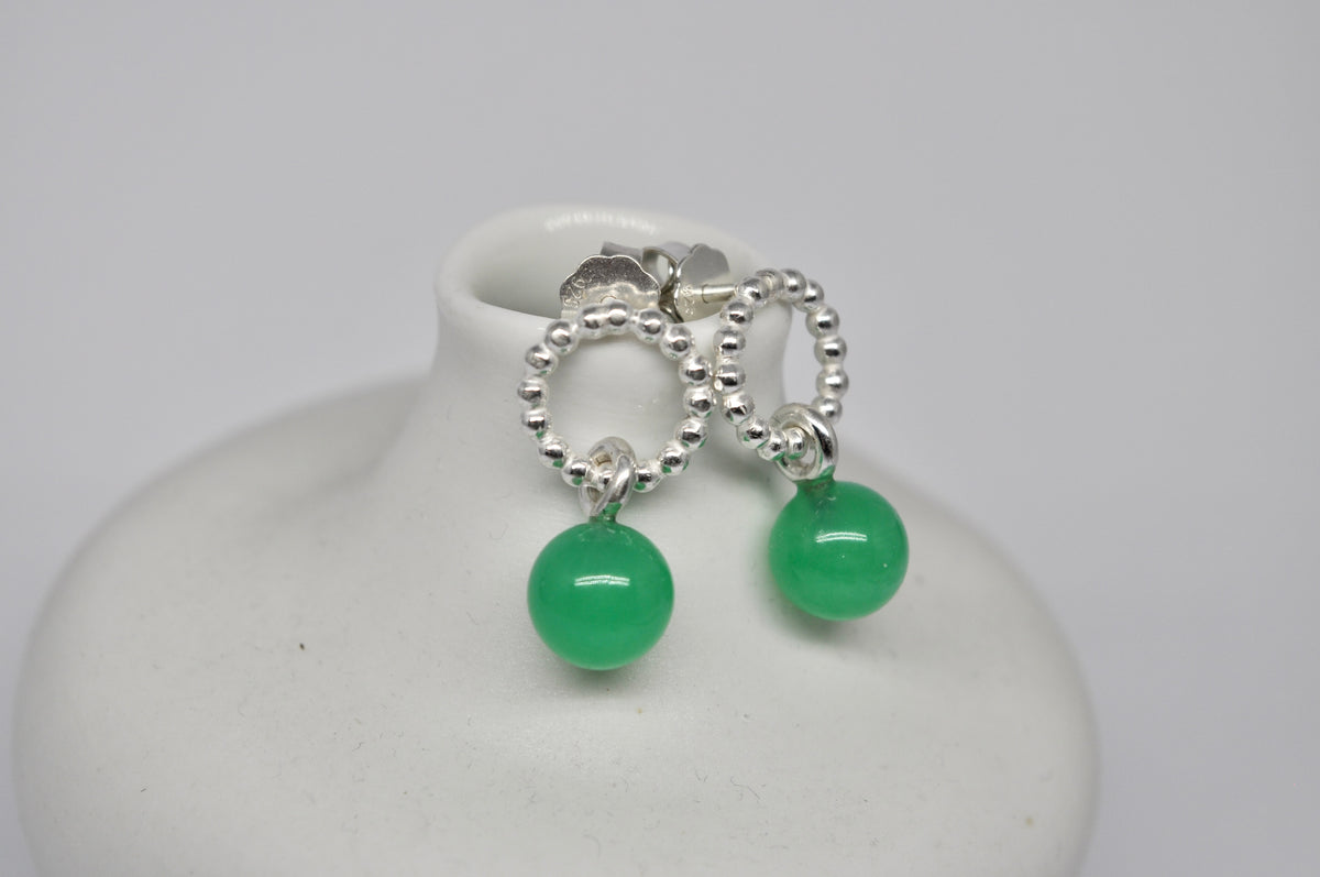 Chrysoprase Beaded Circle Studs