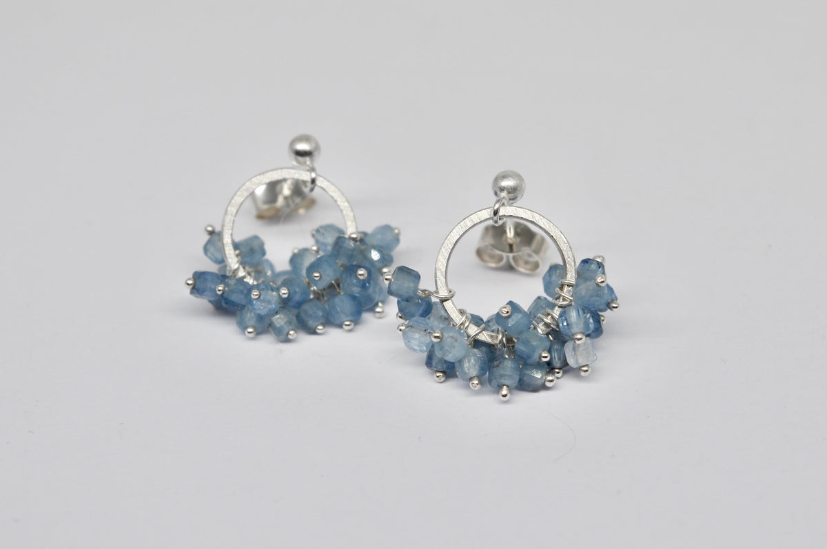 Aquamarine Cluster Hoops