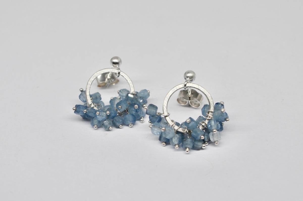 Aquamarine Cluster Hoops