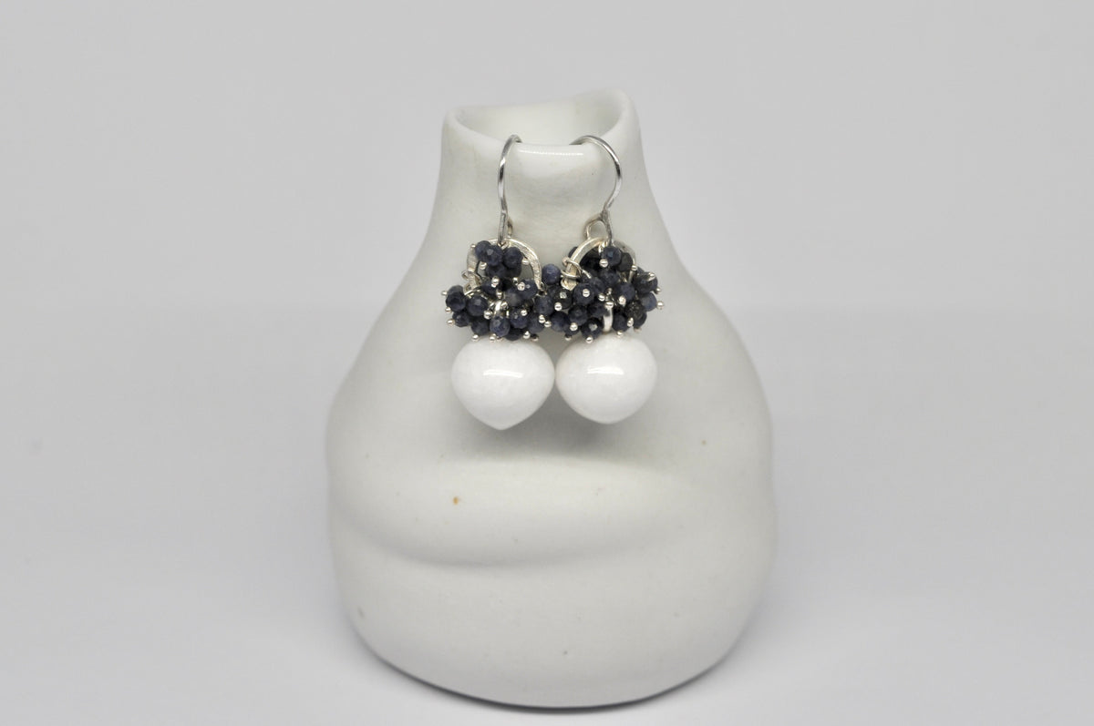 Sapphire & Thassos Marble Drop Earrings