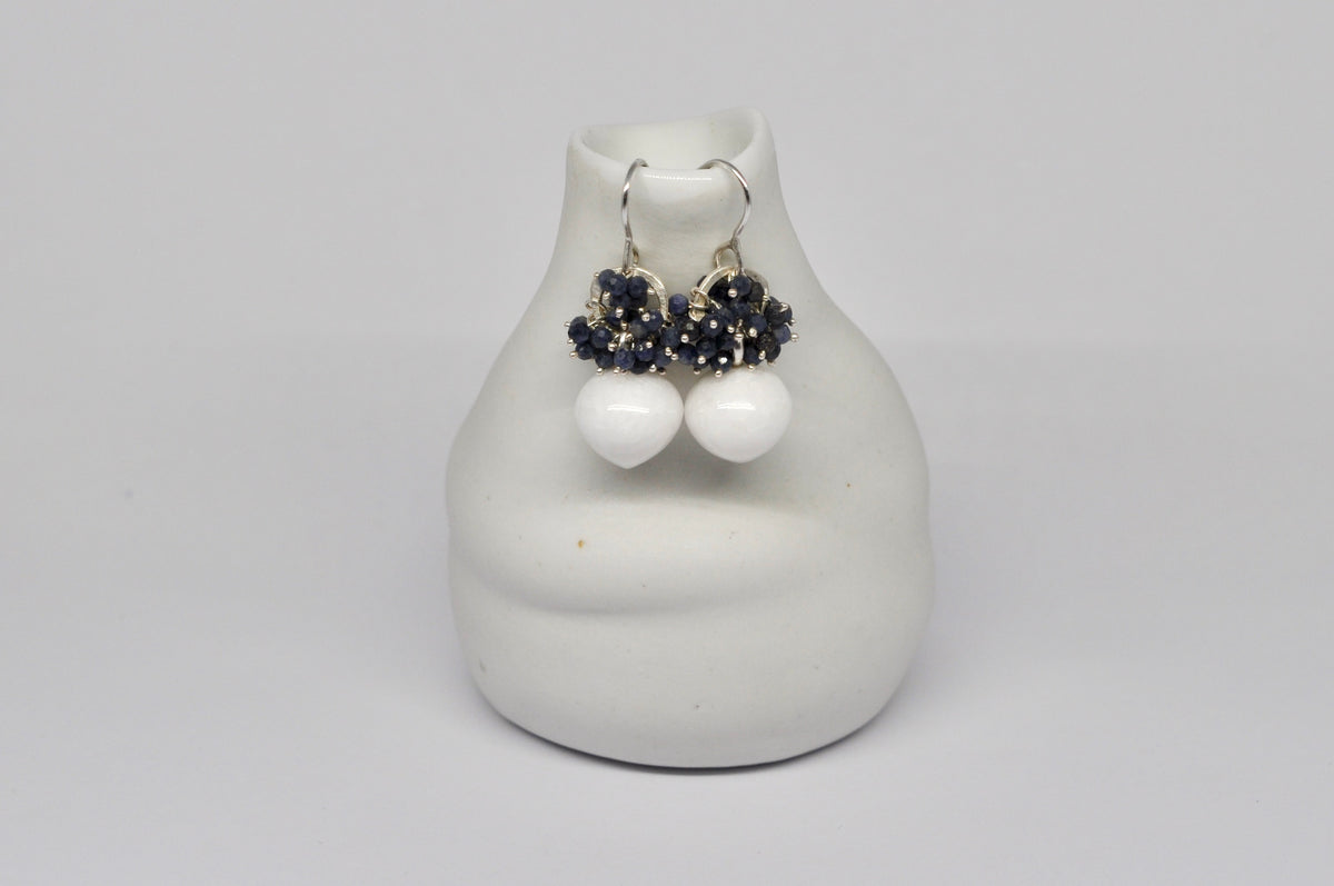 Sapphire & Thassos Marble Drop Earrings