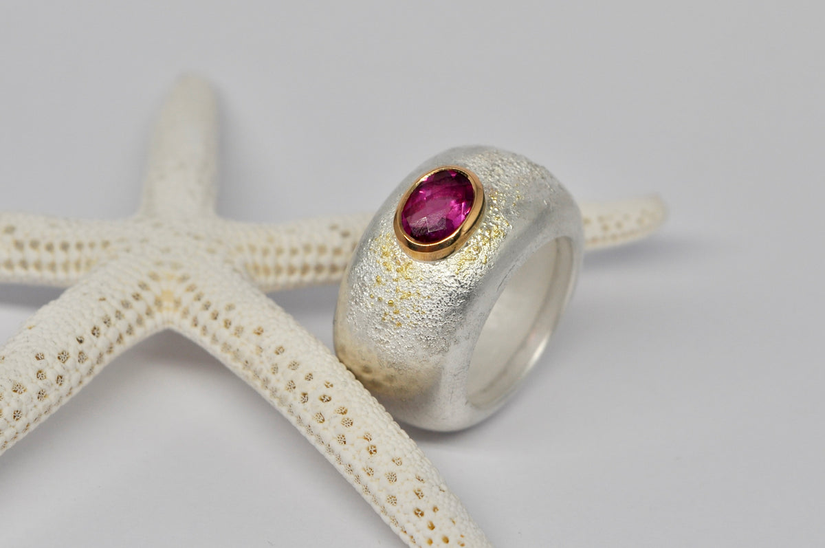 Silver Ring with Pink Tourmaline Accent