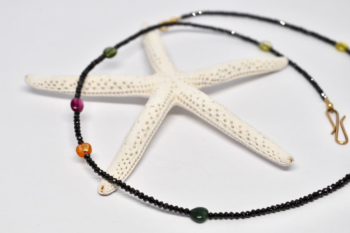 Black Diamond & Tourmaline Beaded Necklace