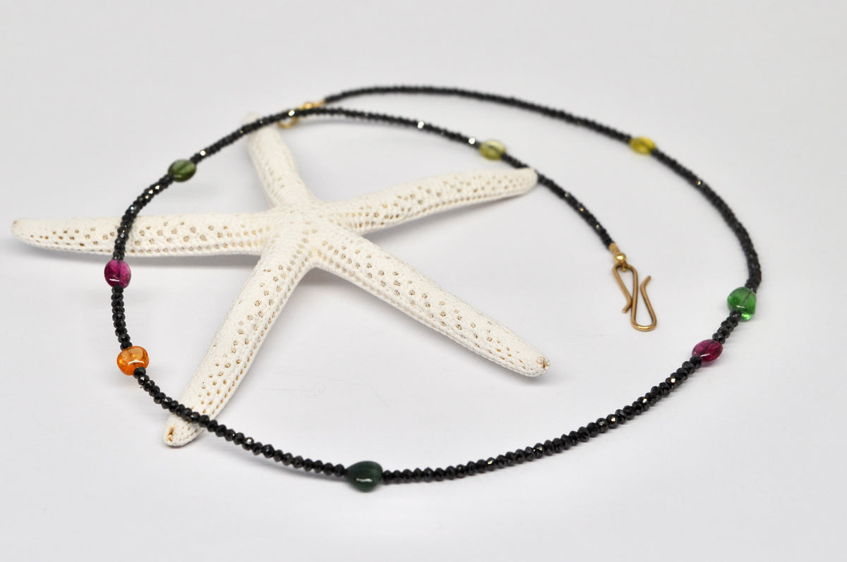 Black Diamond & Tourmaline Beaded Necklace