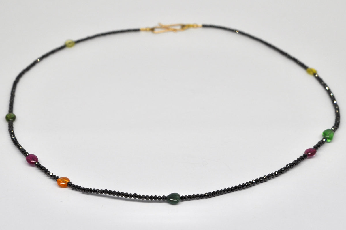 Black Diamond & Tourmaline Beaded Necklace