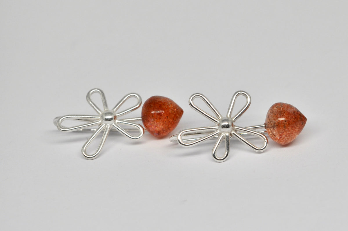 Silver Flowers with Sunstones