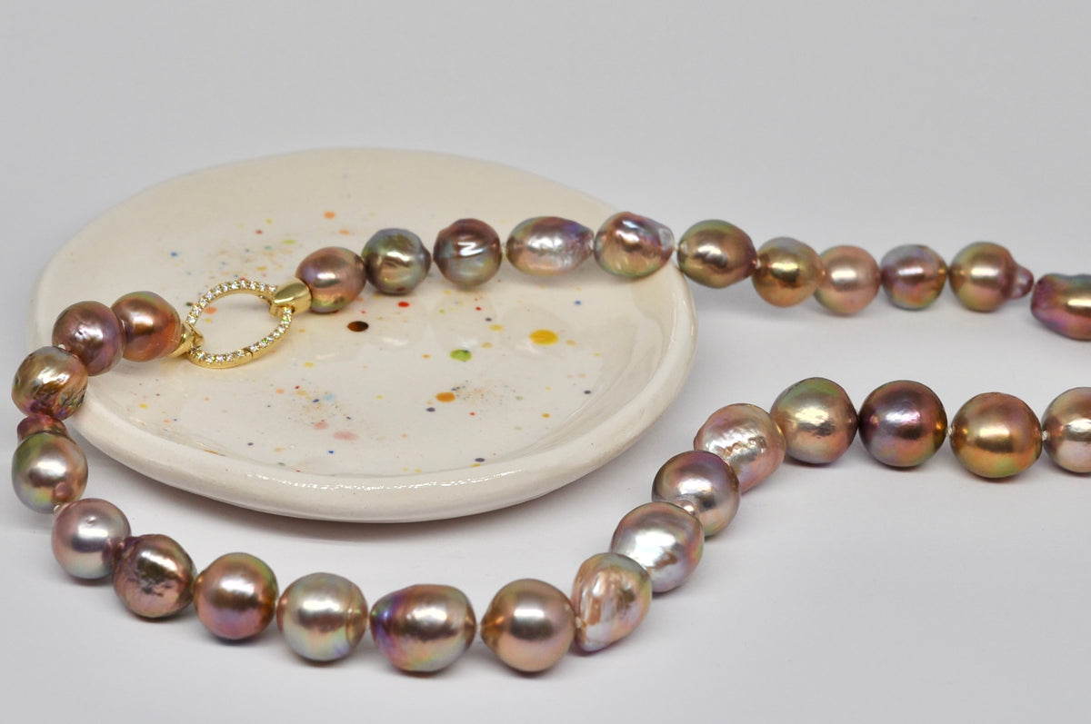 Baroque Edison Pearl Necklace with Diamond-Accented Clasp