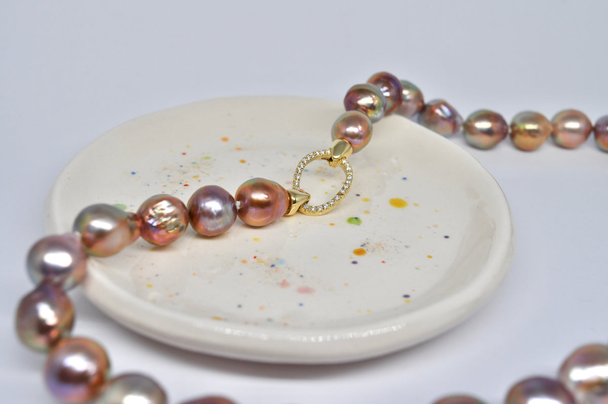 Baroque Edison Pearl Necklace with Diamond-Accented Clasp