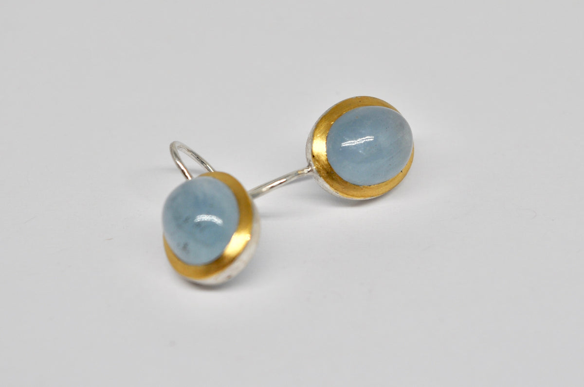 Gold-Rimmed Aquamarine Earrings