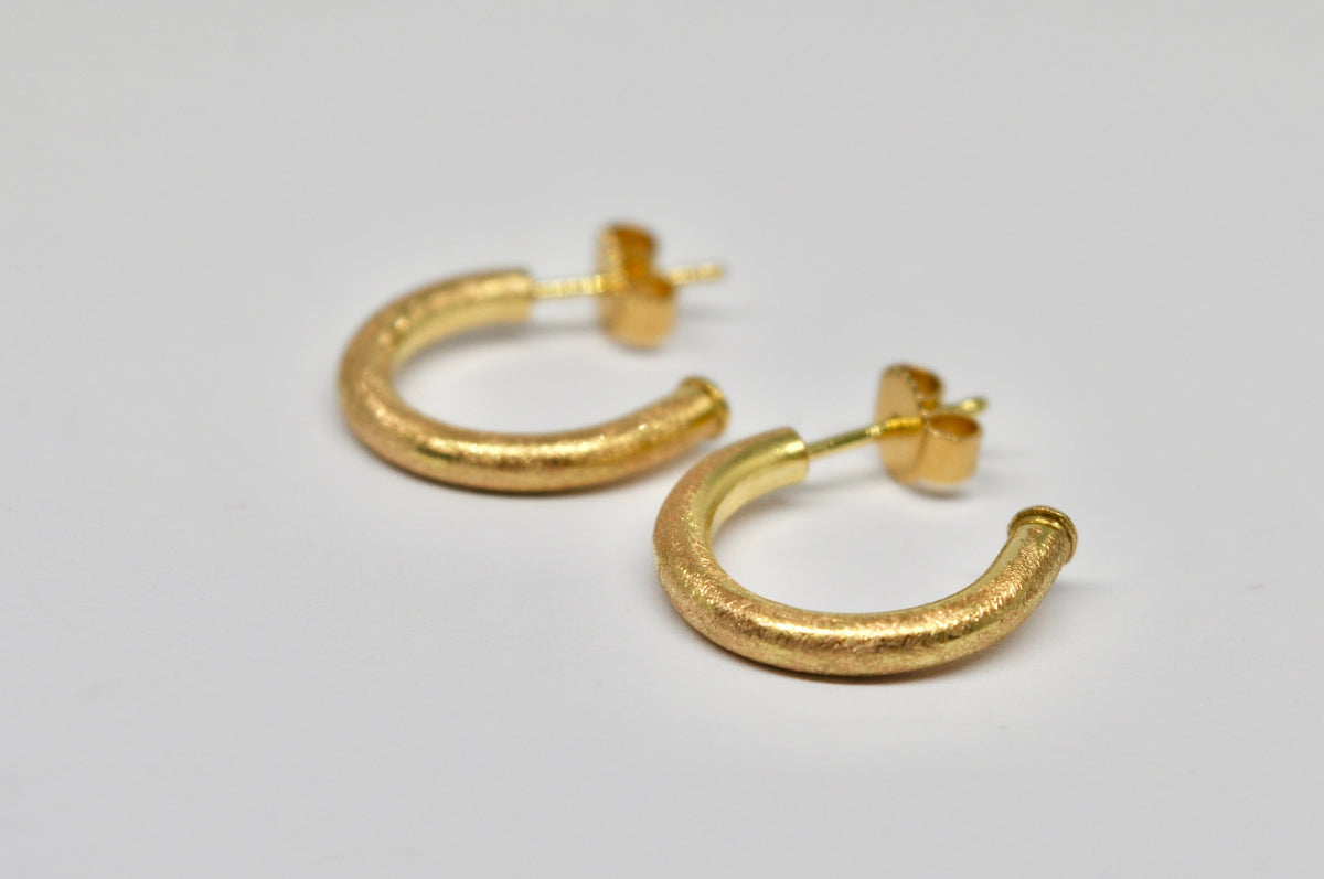 Statement Earrings, 18k Yellow Gold Hoops with Diamond-Set Flowers