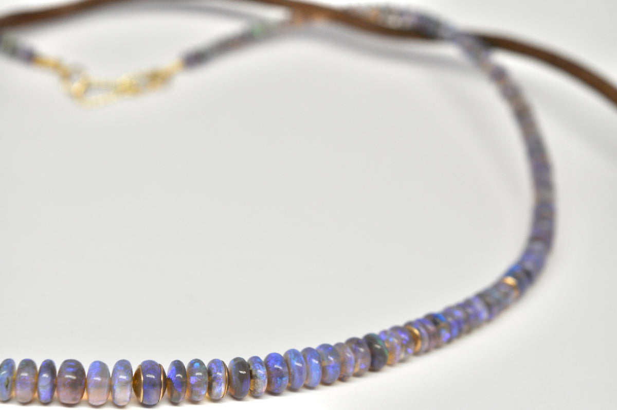 Black Opal Necklace - 18k Yellow Gold