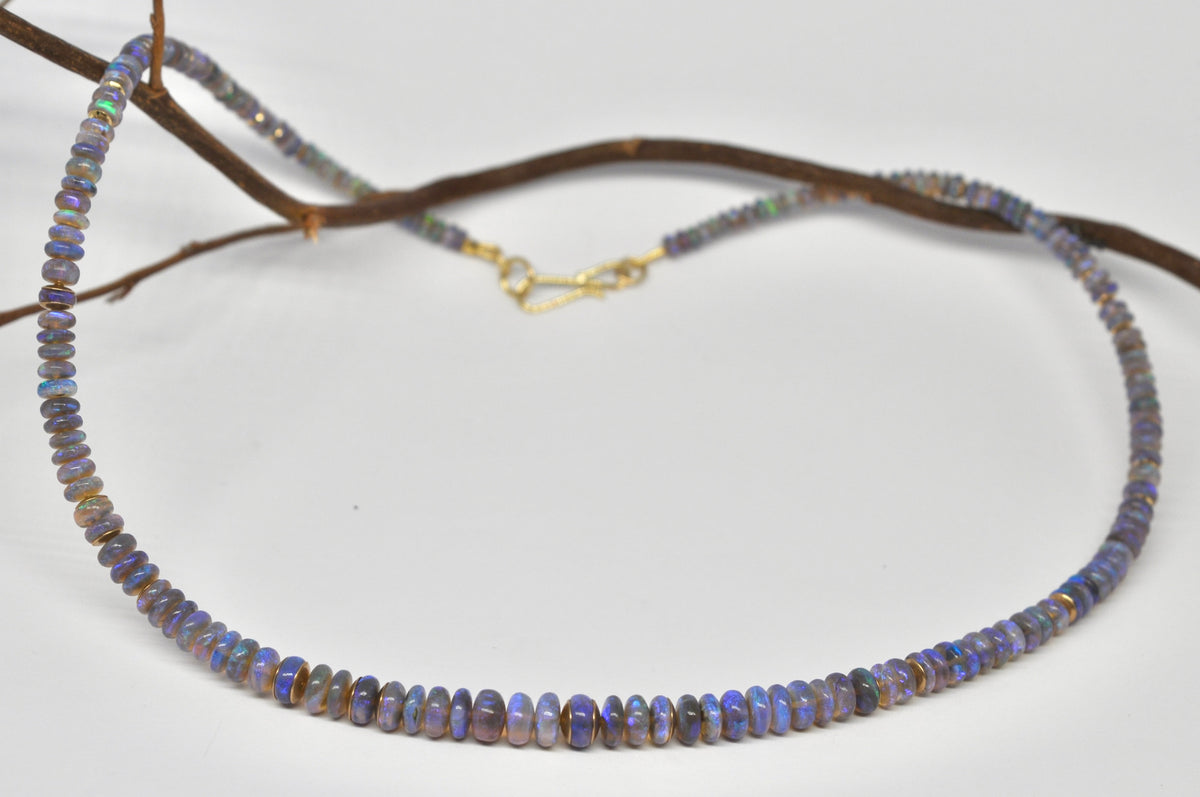 Black Opal Necklace - 18k Yellow Gold
