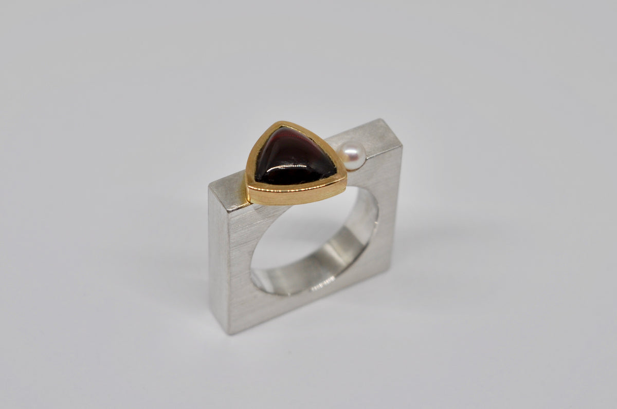 Architectural Garnet Statement Ring