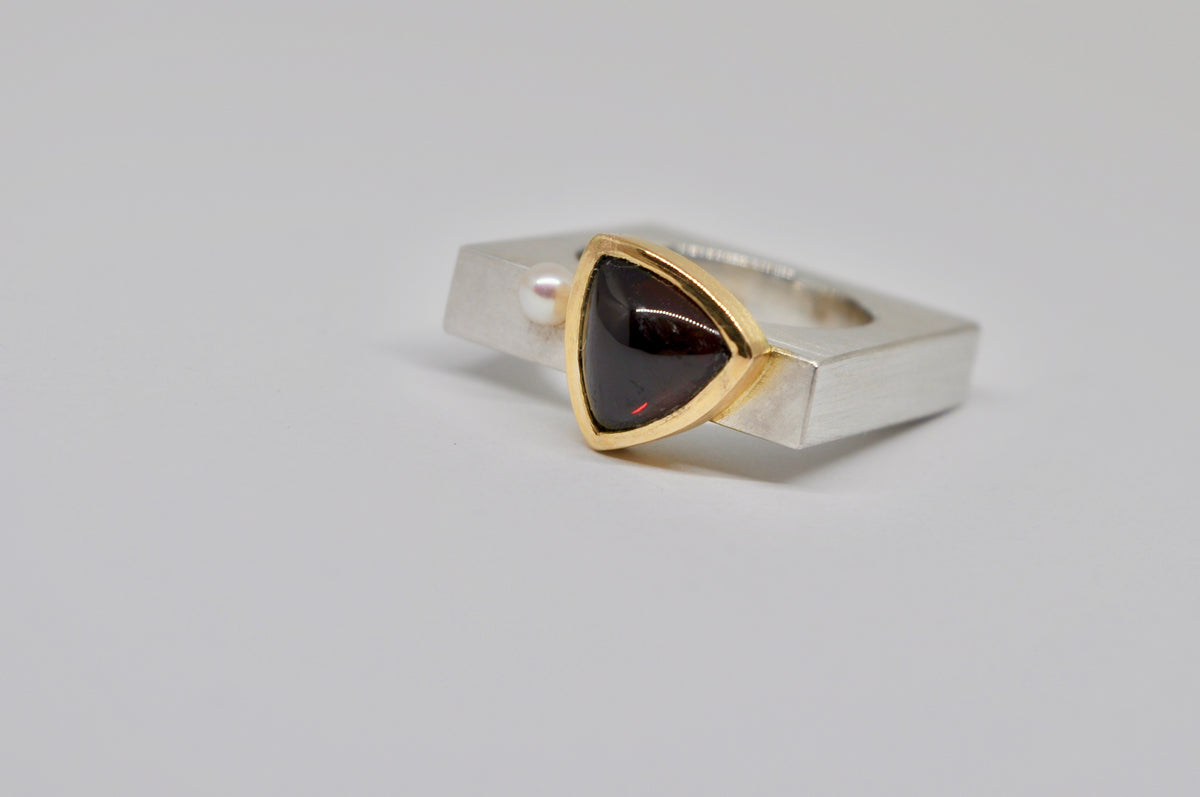 Architectural Garnet Statement Ring