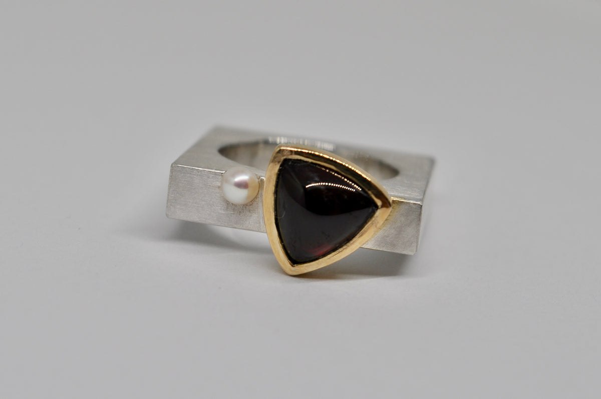 Architectural Garnet Statement Ring