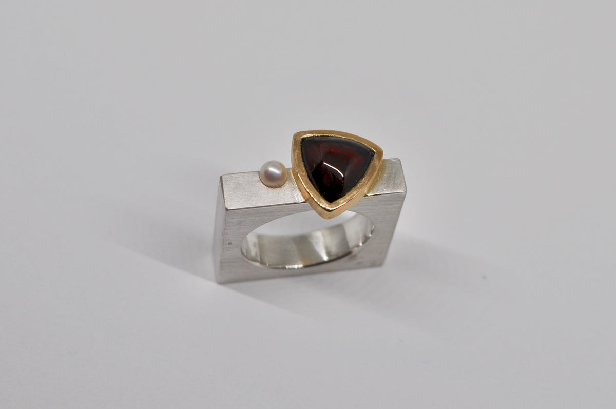 Architectural Garnet Statement Ring