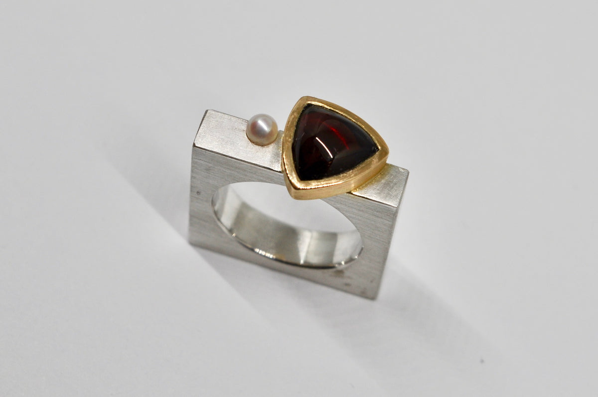 Architectural Garnet Statement Ring