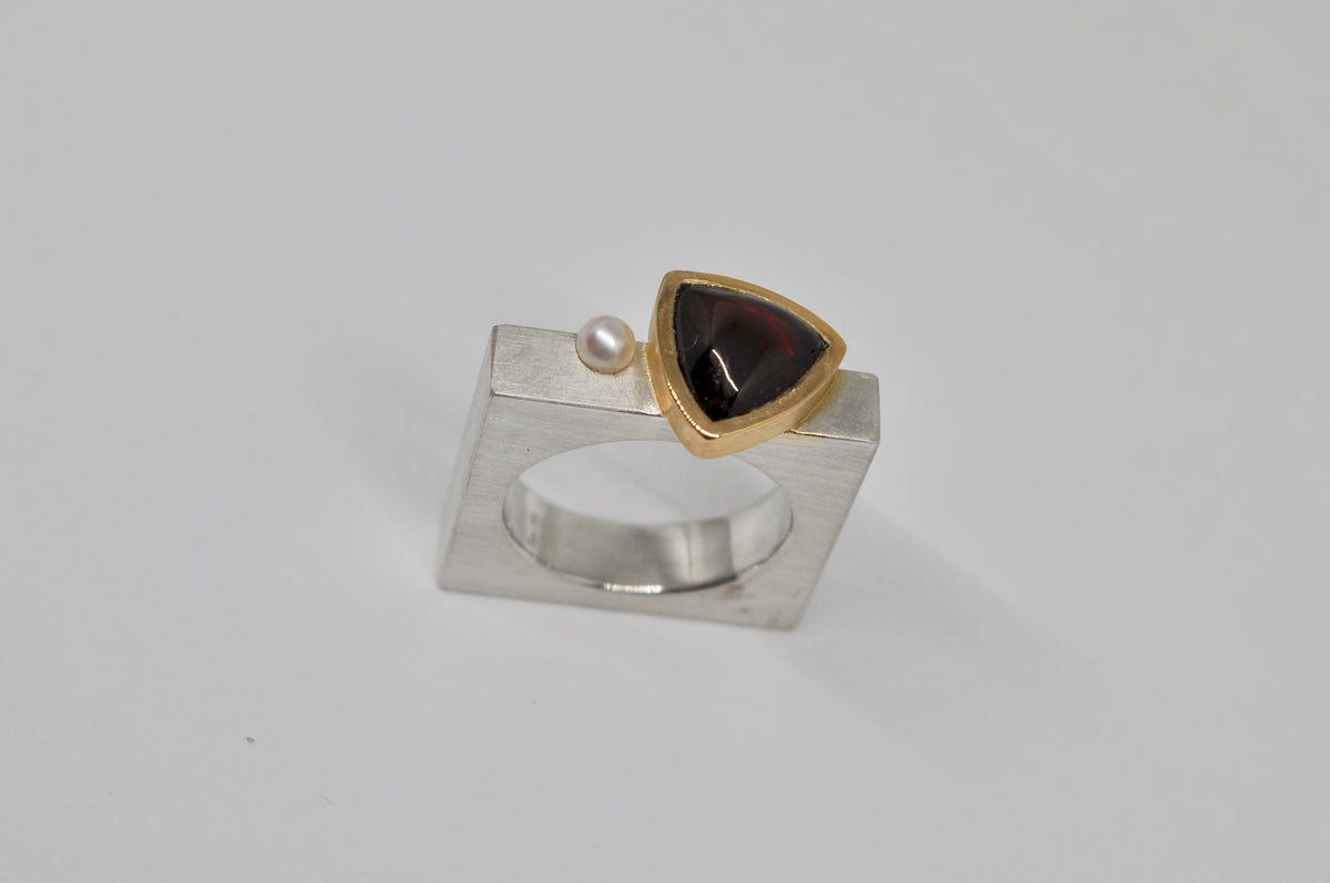 Architectural Garnet Statement Ring
