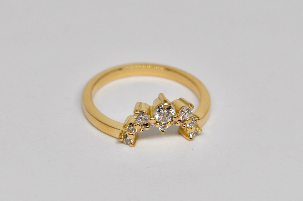 Heart-Shaped Diamond Engagement Ring with Crown Pavé Band - 18K Yellow Gold