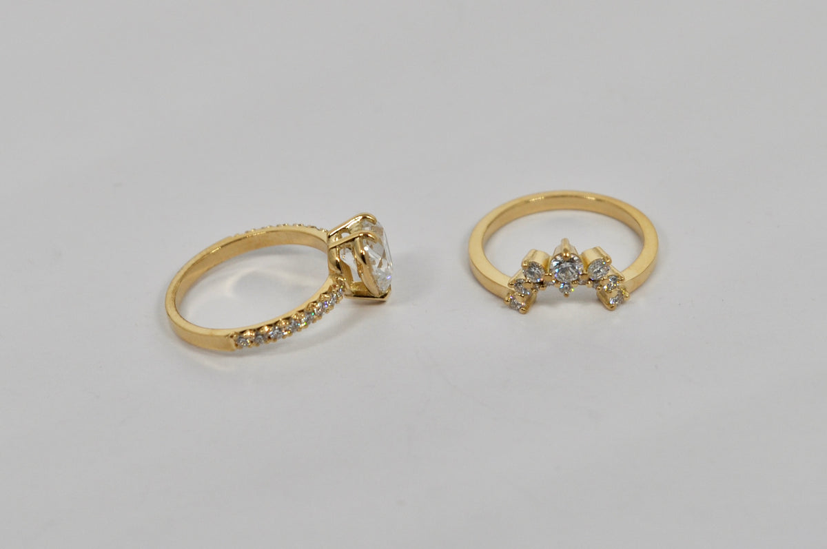 Heart-Shaped Diamond Engagement Ring with Crown Pavé Band - 18K Yellow Gold