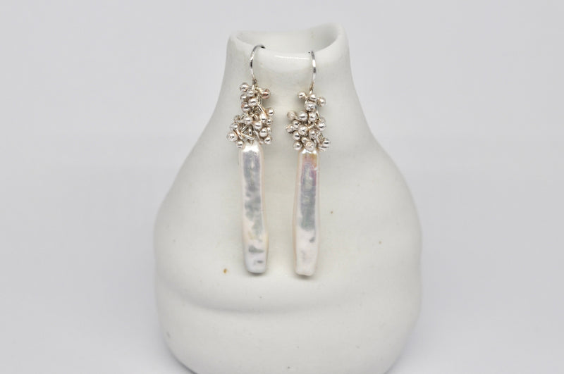 Freshwater Pearl & Granulation Drop Earrings – Sterling Silver
