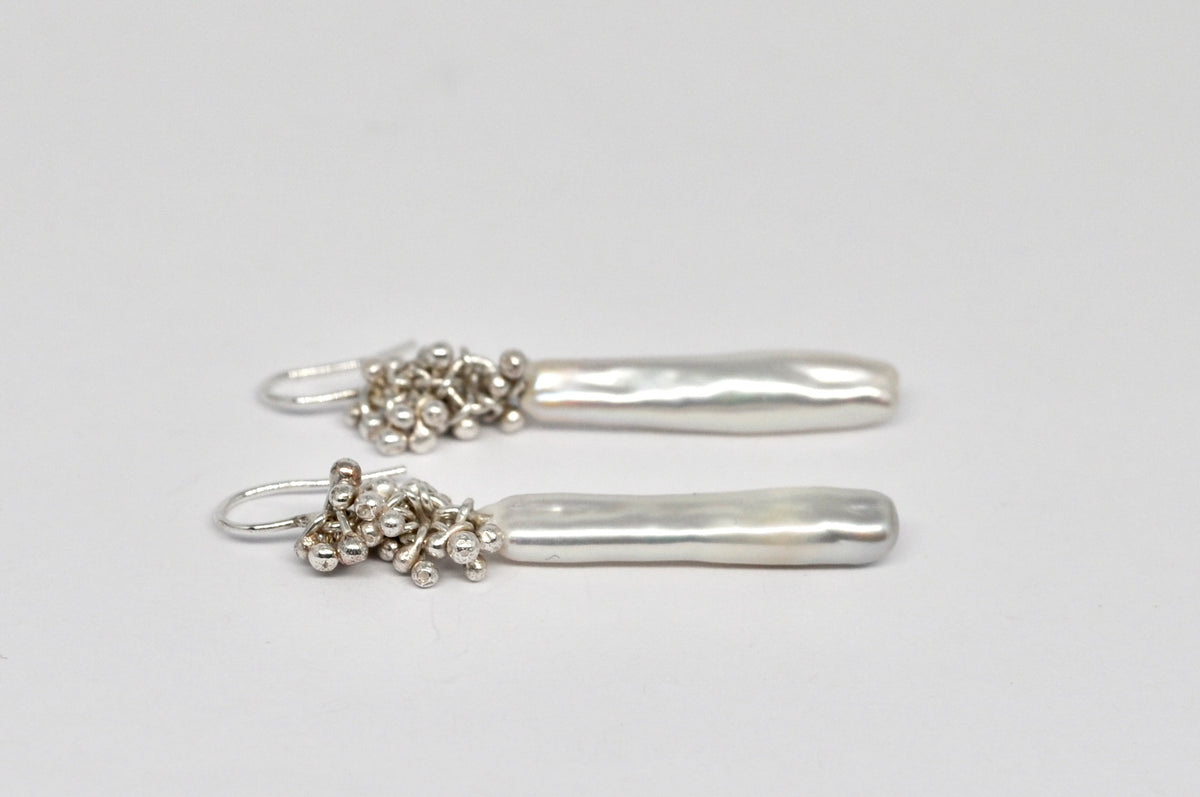 Freshwater Pearl & Granulation Drop Earrings – Sterling Silver