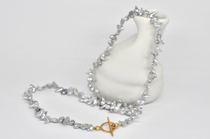 Silver-Grey Keshi Pearl Necklace