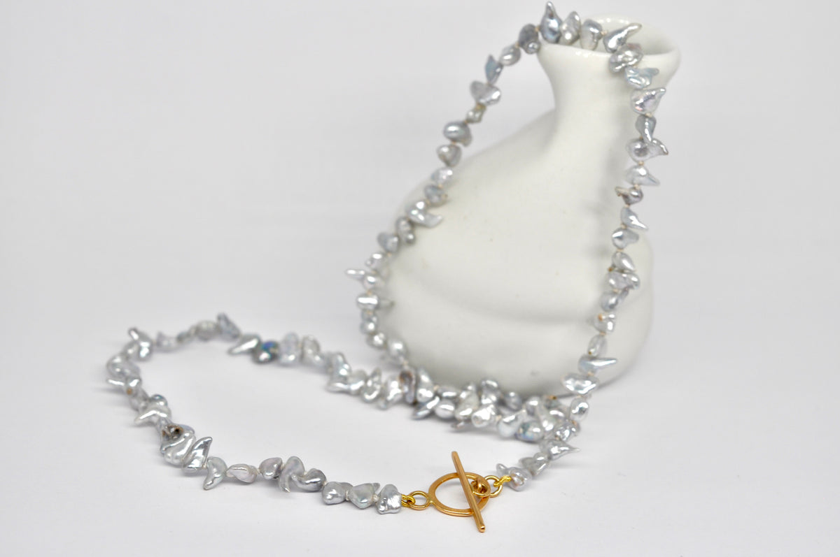 Silver-Grey Keshi Pearl Necklace