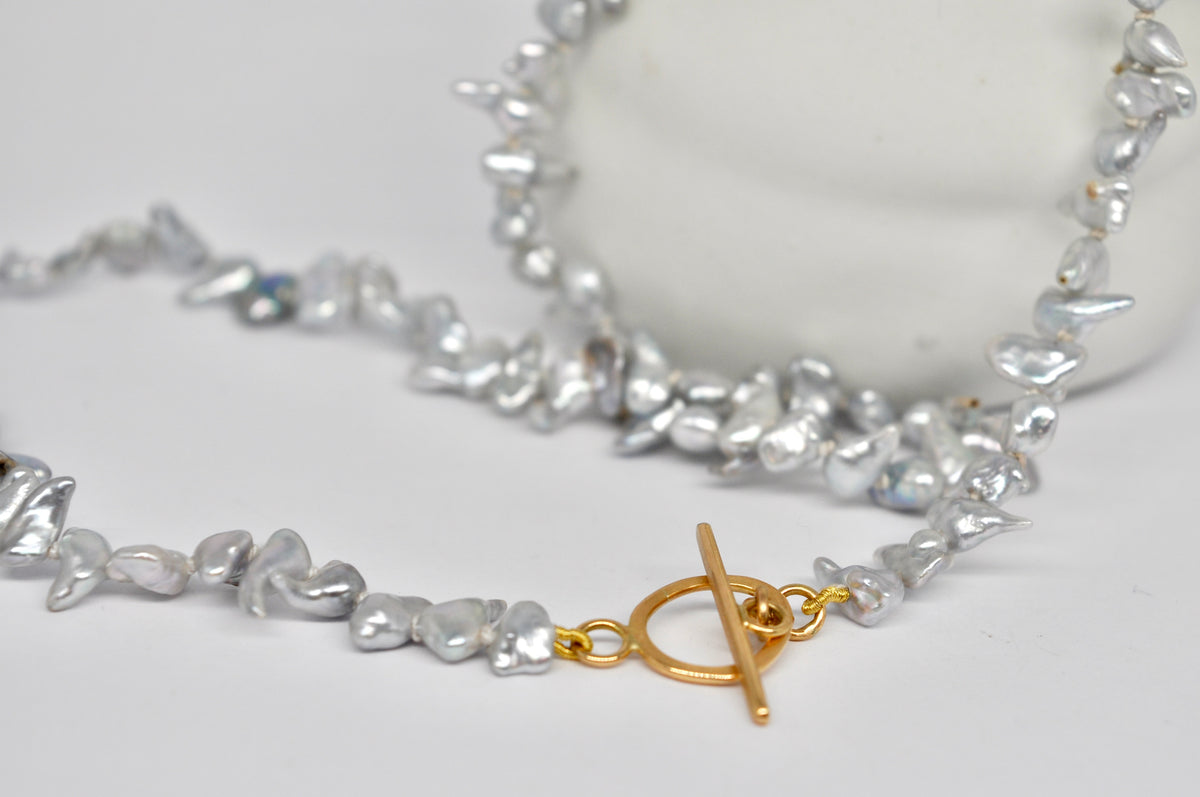 Silver-Grey Keshi Pearl Necklace