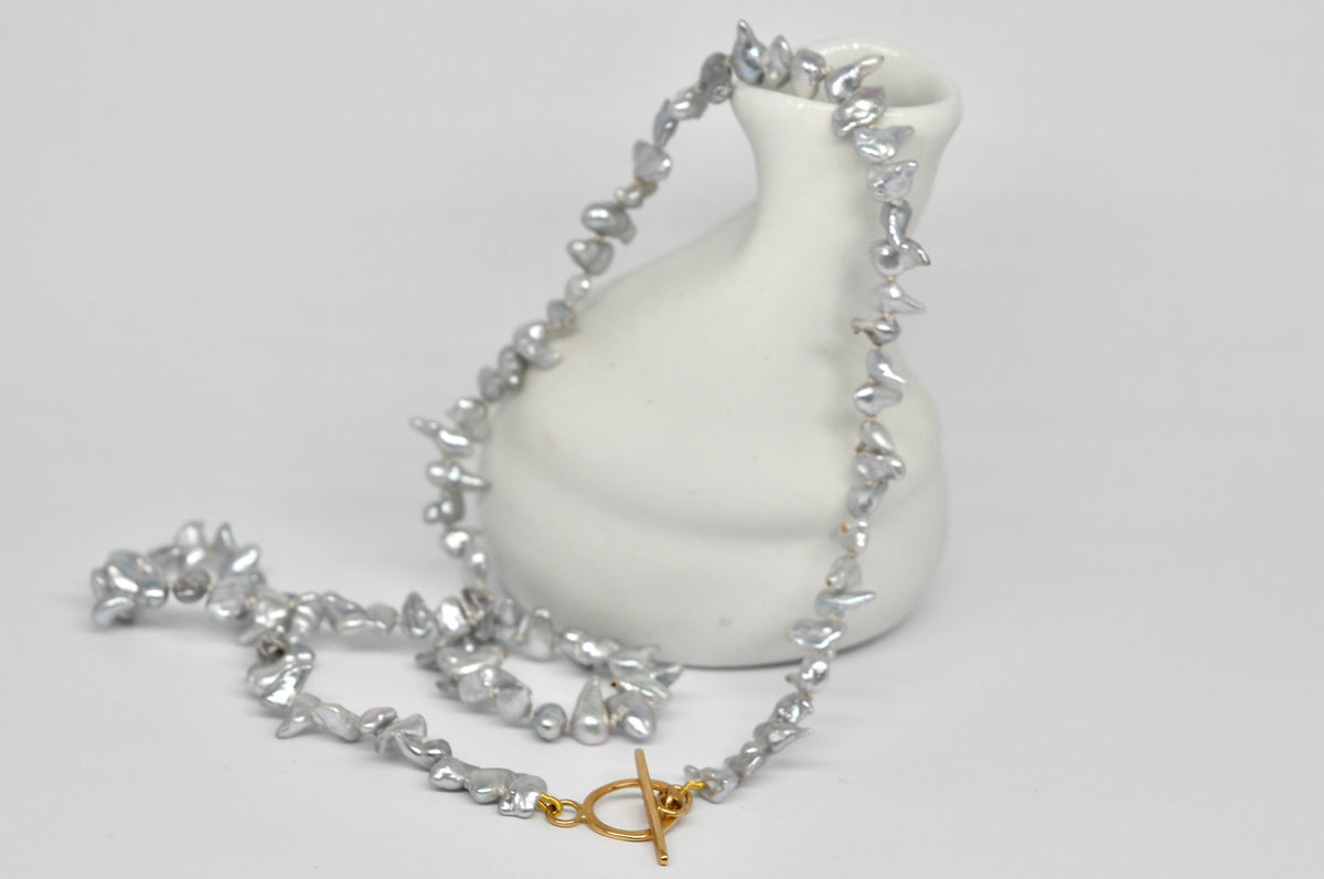Silver-Grey Keshi Pearl Necklace