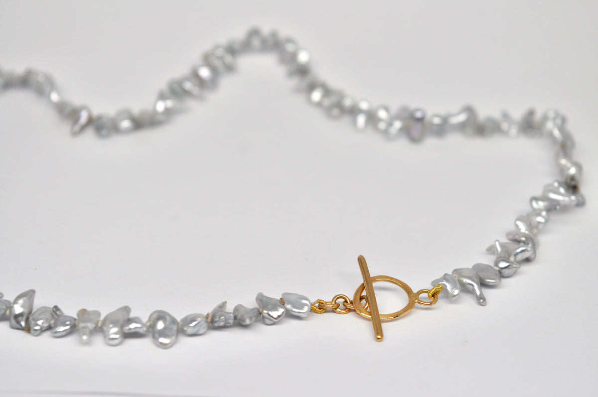 Silver-Grey Keshi Pearl Necklace