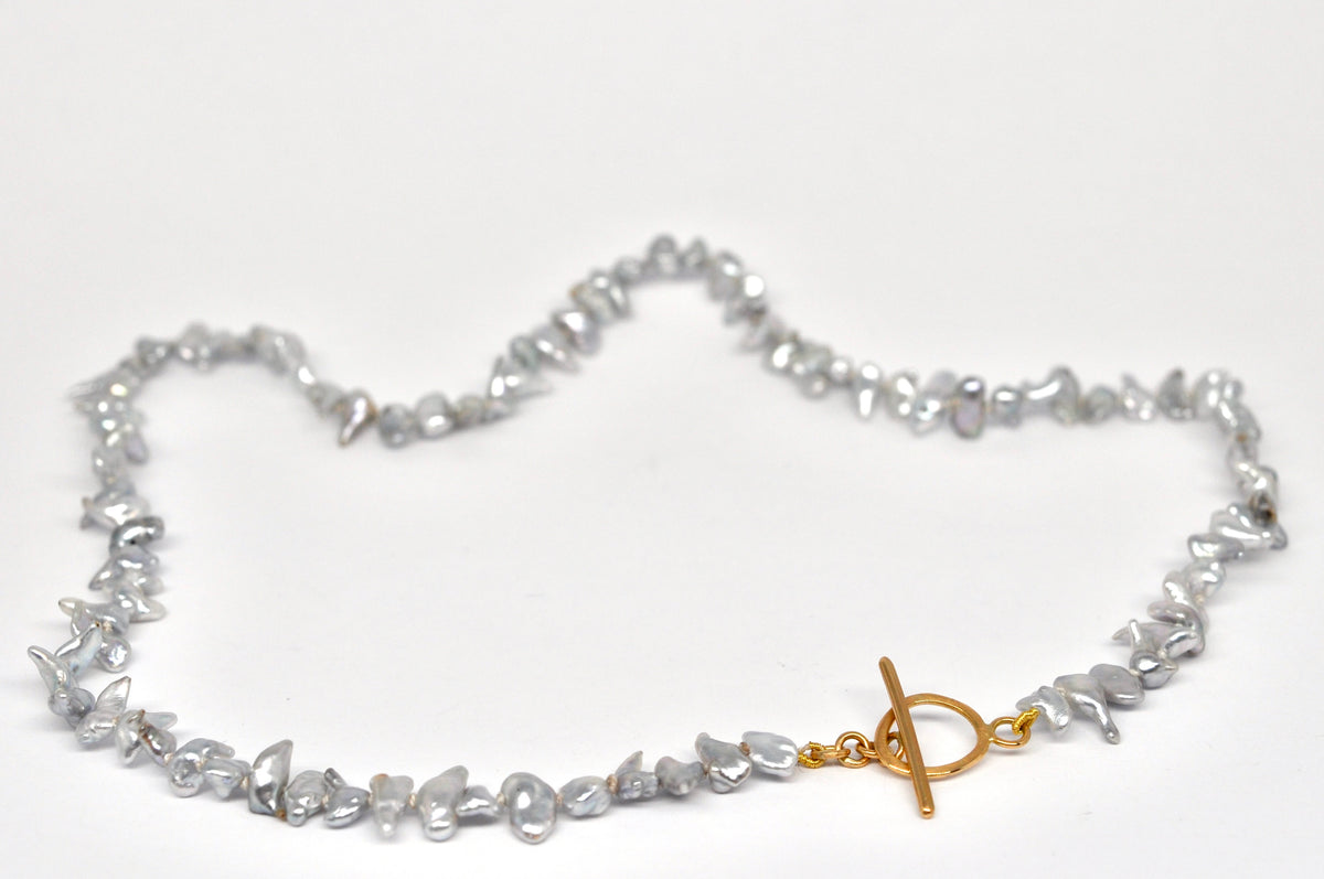 Silver-Grey Keshi Pearl Necklace