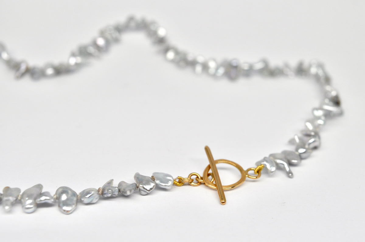 Silver-Grey Keshi Pearl Necklace