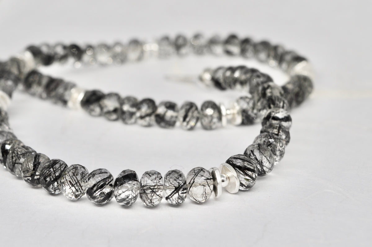 Tourmaline quartz necklace, silver