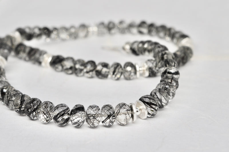 Tourmaline quartz necklace, silver
